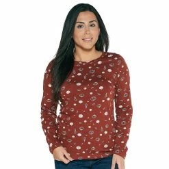 Promo 🔔 Tops Plus Size Architect® Long Sleeve Pumpkin Crew Neck Top 😉