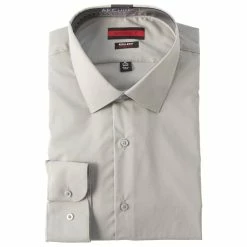 Budget 👏 Dress 👚 Shirts Mens Architect® Regular Fit Stretch 👗 Dress 👚 Shirt - Ghost Grey 🎁